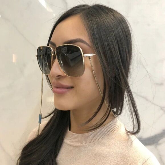 💯 NEW GIVENCHY GV 7183/S 0J5G 9O GOLD/GREY UNISEX SUNGLASSES WITH CHAIN - Picture 6 of 14